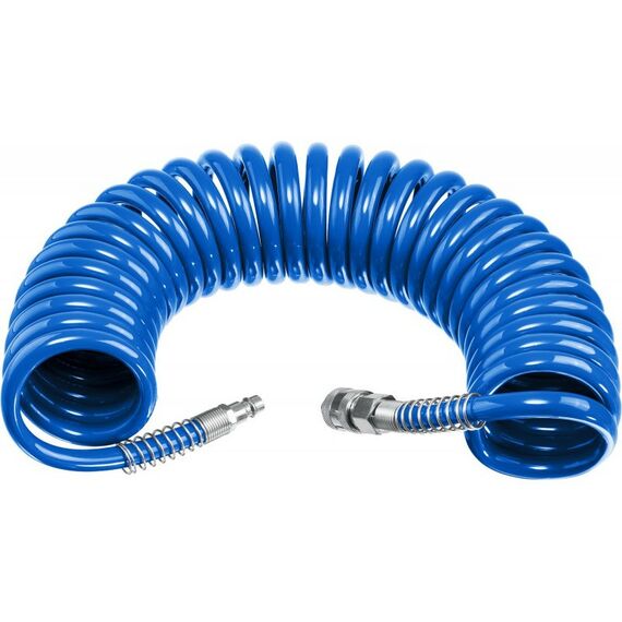 Принадлежности для пневмоинструмента: Воздушный спиральный шланг с фитингами рапид Зубр Профессионал 10 м 8х12 мм, 15 бар [6472-10] фотографии