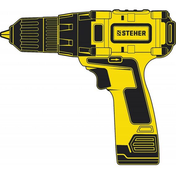 Дрели и шуруповерты: Бесщеточная дрель-шуруповерт STEHER CDB-120-2 12 В, 40 Н·м, 2 АКБ (2 А·ч), кейс фотографии