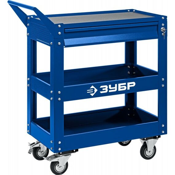 Инструментальные тележки: Инструментальная тележка с выдвижным ящиком Зубр Профессионал 1 ящик + 2 полки, 820х405х955 мм [38914] фотографии