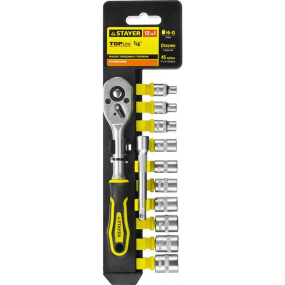 Наборы оснастки: Набор торцовых головок и бит-головок STAYER RSS 12S 12 предметов, 1/4" [27754-H12] фотографии
