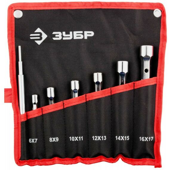 Наборы инструментов и ключи: Набор двухсторонних торцовых ключей Зубр 27190-H7 7 шт, 6-17 мм фотографии