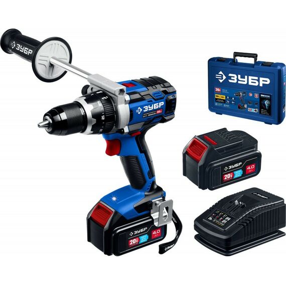 Дрели и шуруповерты: Бесщеточная дрель-шуруповерт Зубр Профессионал DB-211-42 Т7, 20 В, 100 Н·м, 2 АКБ (4 А·ч), кейс [DB-211-42] фотографии