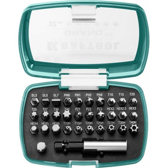 Наборы оснастки: Набор бит KRAFTOOL Grand-32 с магнитным адаптером 32 шт [26083-H32] фотографии