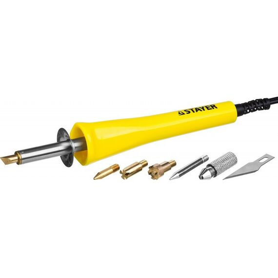 Паяльное оборудование: Прибор для выжигания пайки и резки STAYER MAXTerm 30Вт 3в1 в наборе: 5 насадок + термонож [45221] фотографии