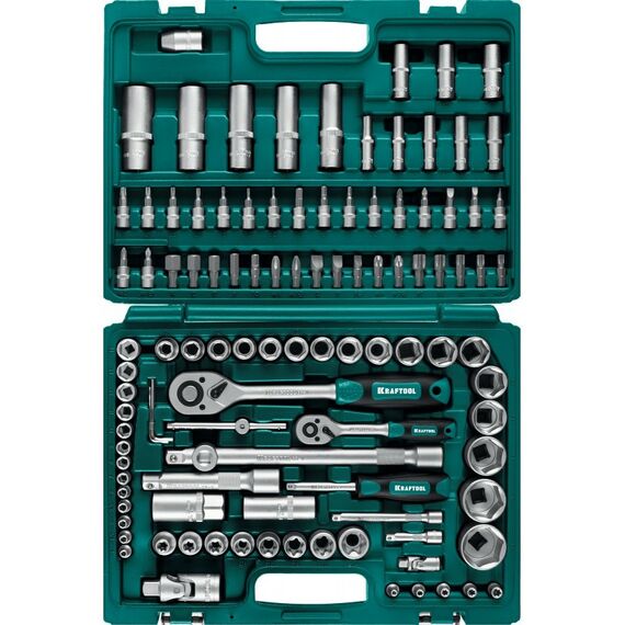 Наборы инструментов и ключи: Универсальный набор инструмента KRAFTOOL X-Drive 108 108 предметов, 1/2"+3/8"+1/4" [27888-H108_z03] фотографии