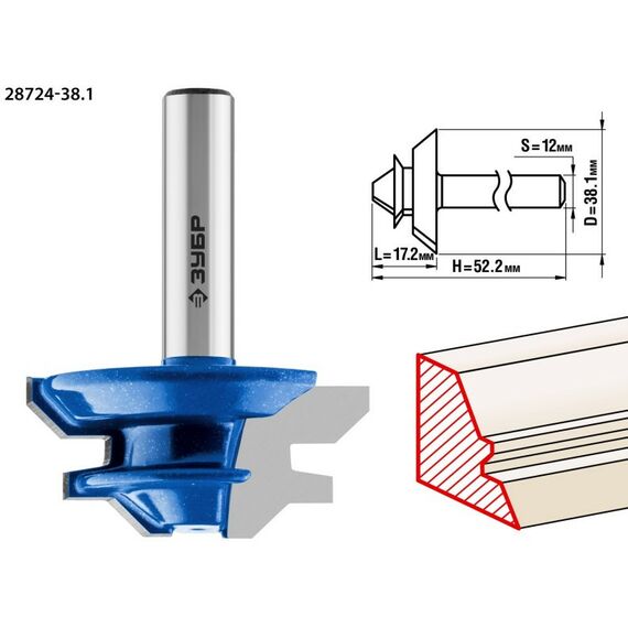 Принадлежности для фрезерных станков: Фреза кромочная для углового сращивания Зубр 38.1x14 мм [28724-38.1] фотографии