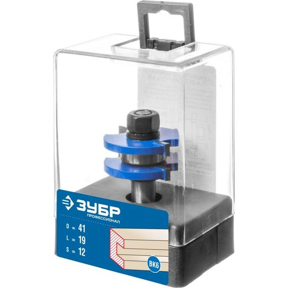 Принадлежности для фрезерных станков: Фреза комбинированная пазо-шиповая Зубр 41x19мм хвостовик 12мм [28732-41] фотографии