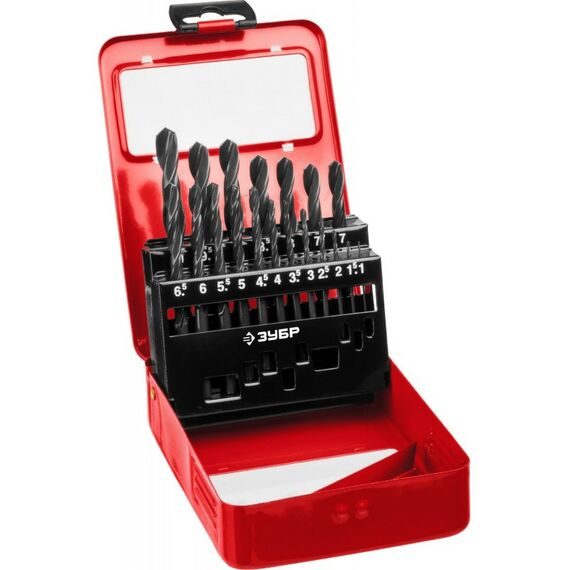 Буры, пики, коронки, сверла: Набор сверл по металлу Зубр МАСТЕР 19шт (1-10мм) сталь Р4М2, класс В, мет.бокс [29605-H19] фотографии
