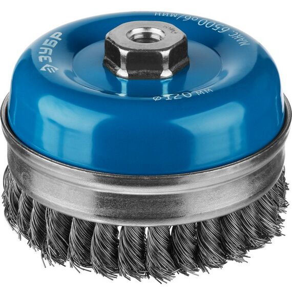 Шлифовка, зачистка: Щетка чашечная усиленная Зубр Профессионал 120мм М14 жгутированная стальная проволока, 0.5 мм [3527-120_z02] фотографии