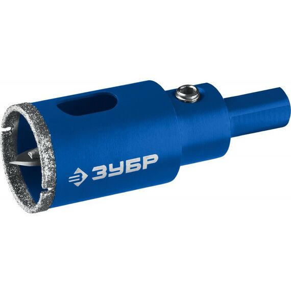 Буры, пики, коронки, сверла: Алмазная коронка Зубр Профессионал АГК d 45 мм центр. сверло, трехгр. хвост, Р60 [29850-45] фотографии