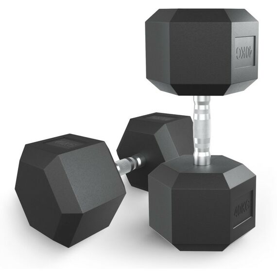 Гантели: Гантель гексагональная UNIXFIT 40 кг обрезиненная, пара фотографии
