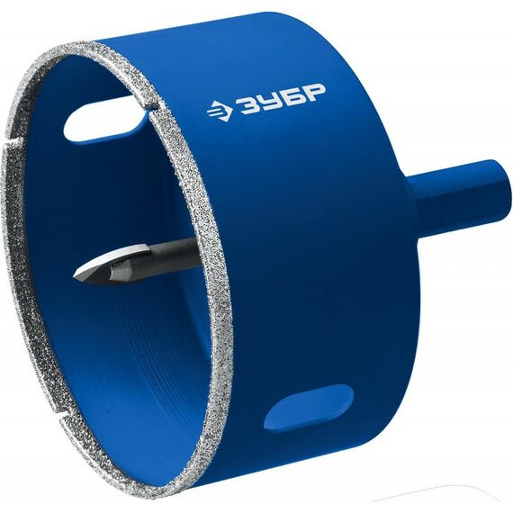 Буры, пики, коронки, сверла: Алмазная коронка Зубр Профессионал АГК d 50 мм центр. сверло, трехгр. хвост, Р60 [29850-50] фотографии