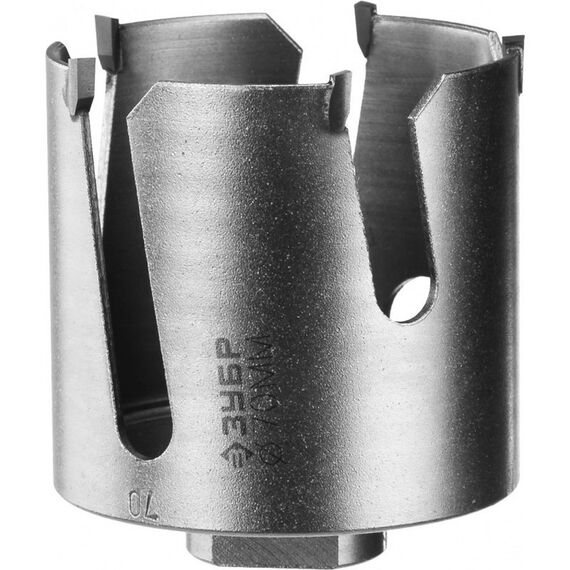 Буры, пики, коронки, сверла: Коронка с твердосплавными резцами Зубр Профессионал ПРОУНИВЕРСАЛ 70 мм [29514-70] фотографии