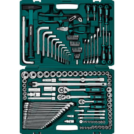 Наборы инструментов и ключи: Универсальный набор инструмента KRAFTOOL EXTREM-142 142 предмета, 1/2"+3/8"+1/4" [27889-H142] фотографии