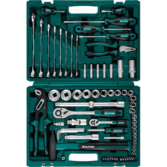 Наборы инструментов и ключи: Универсальный набор инструмента KRAFTOOL EXTREM-76 76 предметов, 1/2"+3/8"+1/4" [27889-H76] фотографии