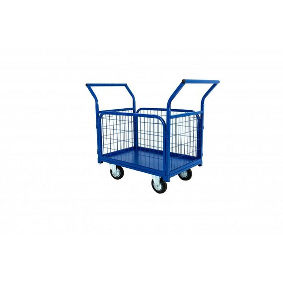 Тележки: Тележка платформенная TOR ТП-2С 600х900мм, с бортами из сетки и двумя ручками, колеса 160 мм [1012414] фотографии