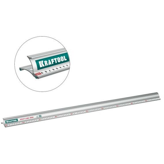 Рейки, линейки, прочие приспособления: Усиленная алюминиевая линейка со стальной направляющей KRAFTOOL KRAFT-LINE 1.0 м [34275-100] фотографии