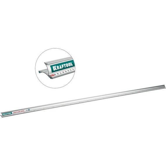 Рейки, линейки, прочие приспособления: Усиленная алюминиевая линейка со стальной направляющей KRAFTOOL KRAFT-LINE 2.0 м [34275-200] фотографии