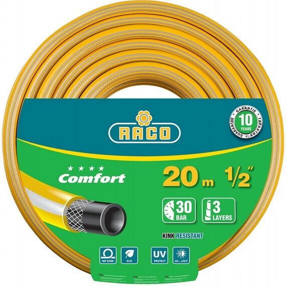 Шланги, системы водопровода и автополива: Поливочный шланг RACO COMFORT 1/2" 20 м 30 атм, трёхслойный, армированный [40303-1/2-20] фотографии