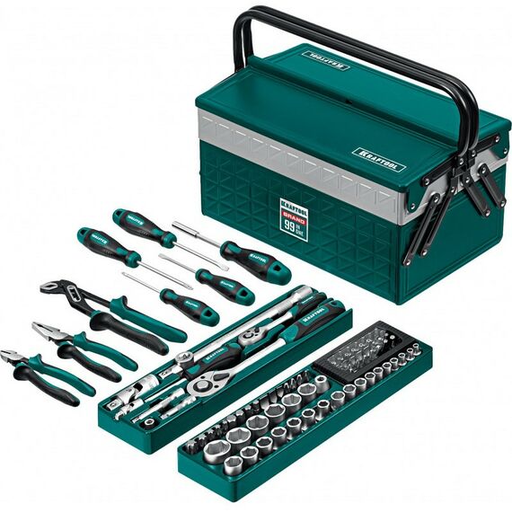 Наборы инструментов и ключи: Универсальный набор инструмента KRAFTOOL GRAND-99 99 предметов, 1/2"+1/4" [27978-H99] фотографии