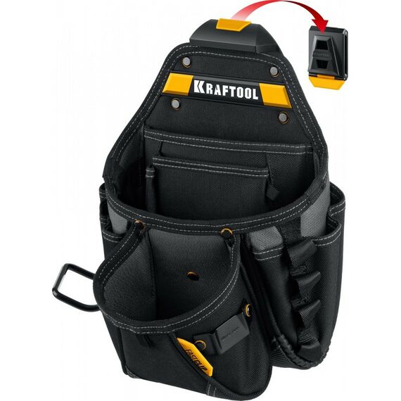 Ящики и сумки для инструмента: Поясная сумка KRAFTOOL KP-27 с быстросъёмным креплением FastClip, 27 карманов и петли, 350 х 260 мм [38773] фотографии