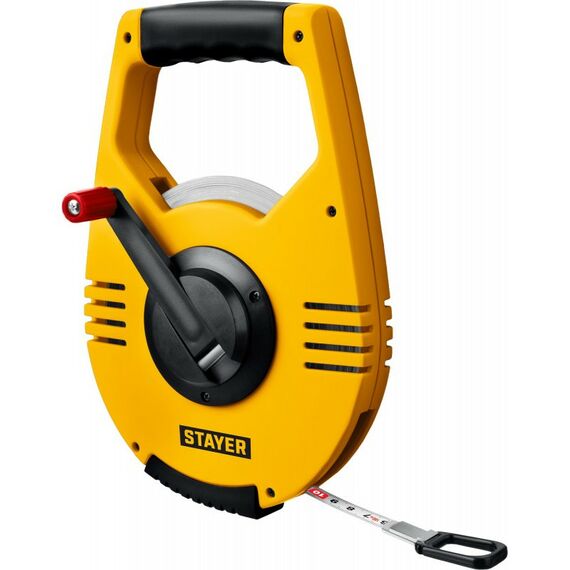 Рулетки, курвиметры: геодезическая стальная мерная лента STAYER RACER 100 м [34186-100] фотографии