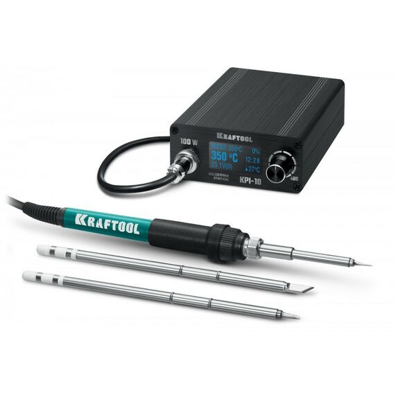 Паяльное оборудование: программируемая паяльная станция KRAFTOOL KPI-10 50 - 480°C, 100 Вт, 3 жала Т12 [55343] фотографии