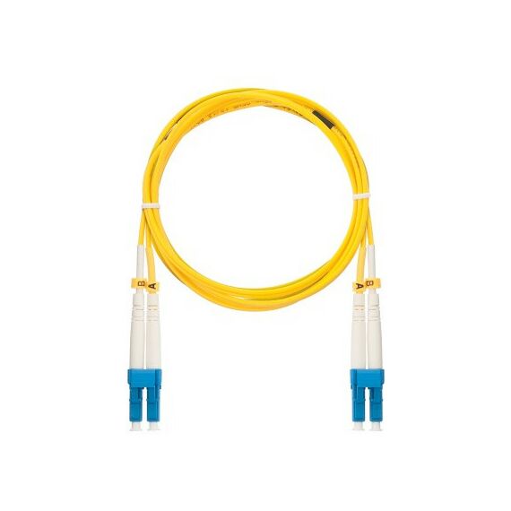 Патч-корды: Шнур волоконно-оптический соединительный Nikomax NMF-PC2S2C2-LCU-LCU-001 одномодовый 9/125мкм, стандарта OS2, LC/UPC-LC/UPC, двойной, полимерный материал нг(A)-HF, 2мм, желтый, 1м фотографии