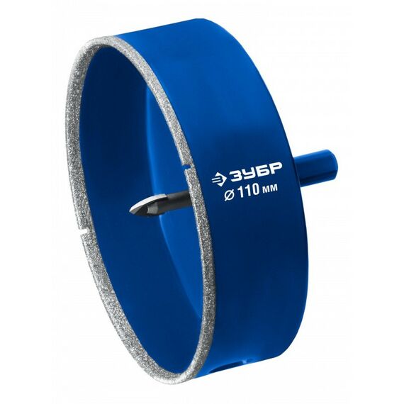 Буры, пики, коронки, сверла: Алмазная коронка Зубр Профессионал АГК d 110 мм центр. сверло, трехгр. хвост, Р60 [29850-110] фотографии