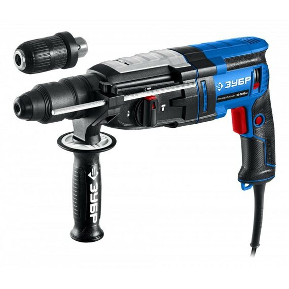 Перфораторы: Перфоратор Зубр Профессионал ЗП-2890 МС 28 мм, 900 Вт, SDS Plus + БЗП, мет. корпус фотографии