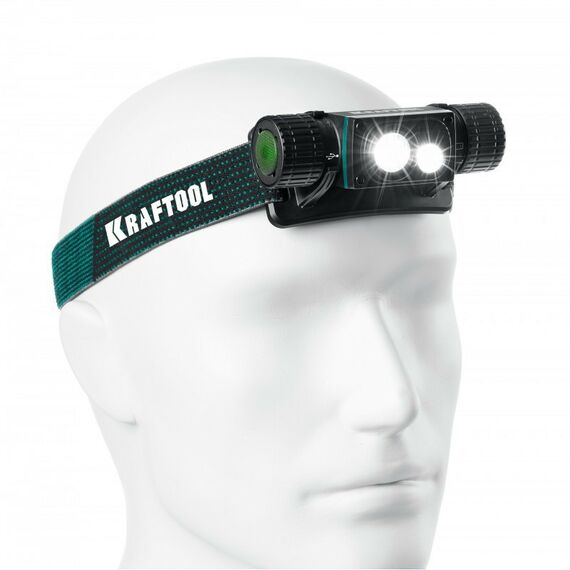 Аккумуляторный налобный/ручной фонарь KRAFTOOL KH-7 1000 лм, 4 режима, 3в1, 2200мАч 56450 фотографии