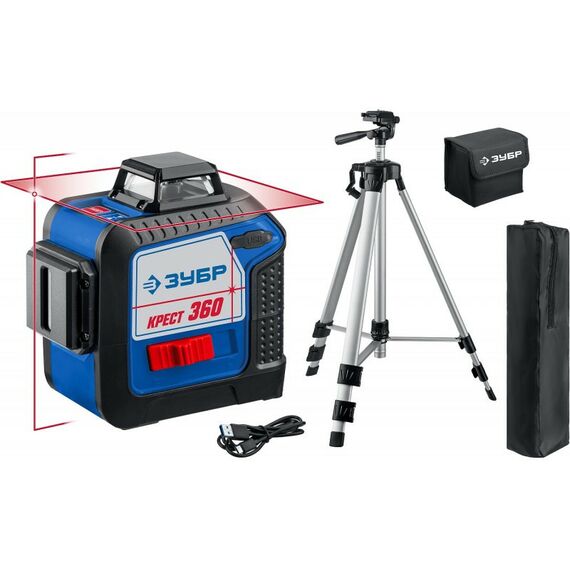 Лазерный нивелир Зубр Профессионал Крест 360 №2, 20 - 70 м [34906-2] фотографии