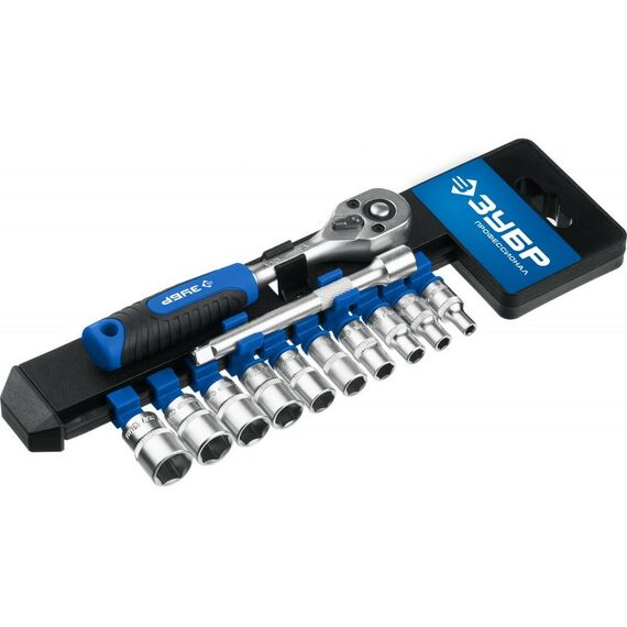 Набор торцовых головок Зубр Профессионал ТМ-12М 12 предметов, (1/4") [27645-H12] фотографии