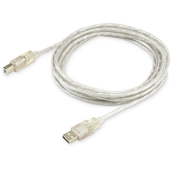 Кабель BURO USB А->B 2.0 3м прозрачный [USB2.0-AM/BM-3-TRANS] фотографии