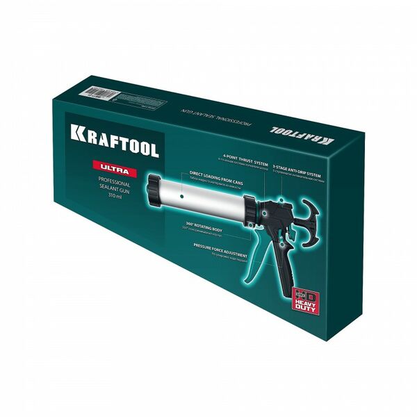 Закрытый пистолет для герметика KRAFTOOL ULTRA 310 мл регулировка силы давления, вариативная антикапельная система, универсальный [06677-31] фотографии