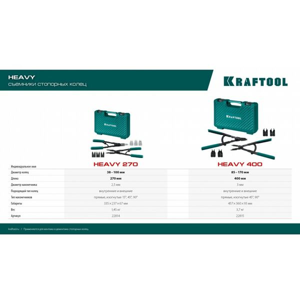 Съемник стопорных колец KRAFTOOL HEAVY 400 внешний/внутренний [22815] фотографии