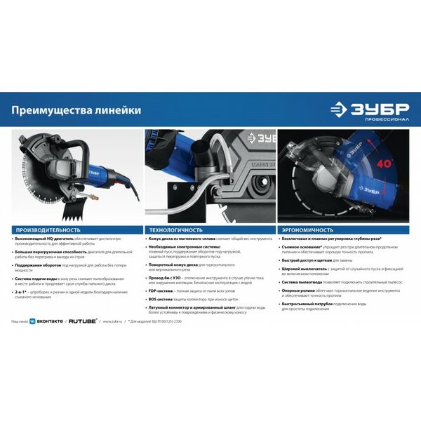 Штроборез (бороздодел) Зубр ЗШ-П120-2700 ПСТ Профессионал, d 355 мм, 2700 Вт, 125 мм фотографии