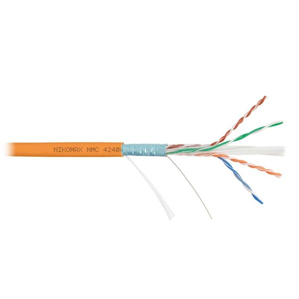 Кабель Nikomax NMC 4240C-OR F/UTP 4 пары, Кат.6 (Класс E), тест по ISO/IEC, 250МГц, одножильный, BC (чистая медь), 23AWG (0,55мм), полимерный материал нг(А)-HF, внутренний, оранжевый, 305м фотографии