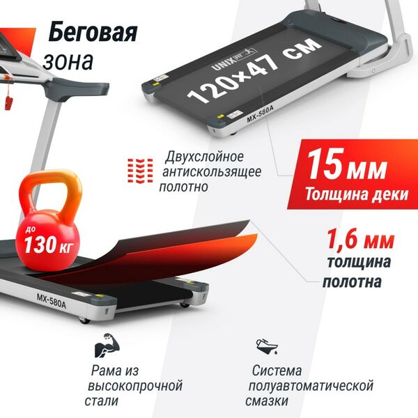 Беговая дорожка UNIX Fit MX-580A White фотографии