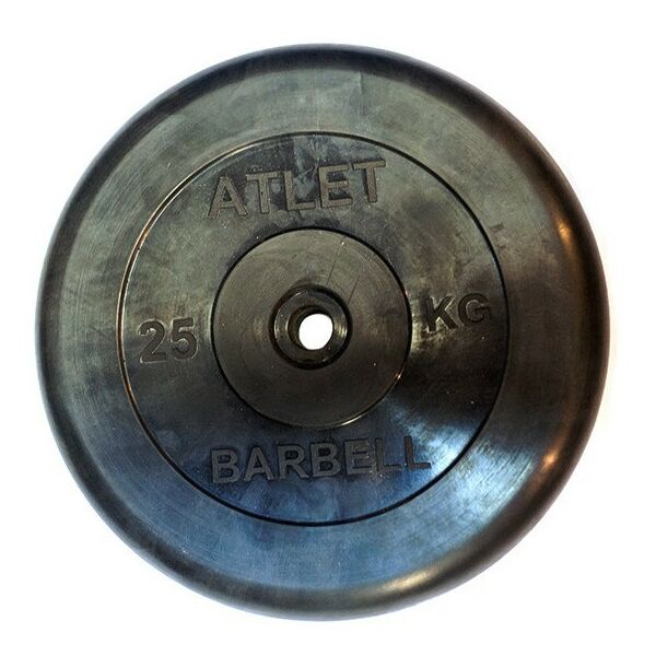 Диски d 25: Диск обрезиненный MB BARBELL MB-AtletB26-25 чёрного цвета, 26 мм, 25 кг фотографии