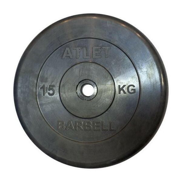 Диски d 25: Диск обрезиненный MB BARBELL MB-AtletB26-15 чёрного цвета, 26 мм, 15 кг фотографии