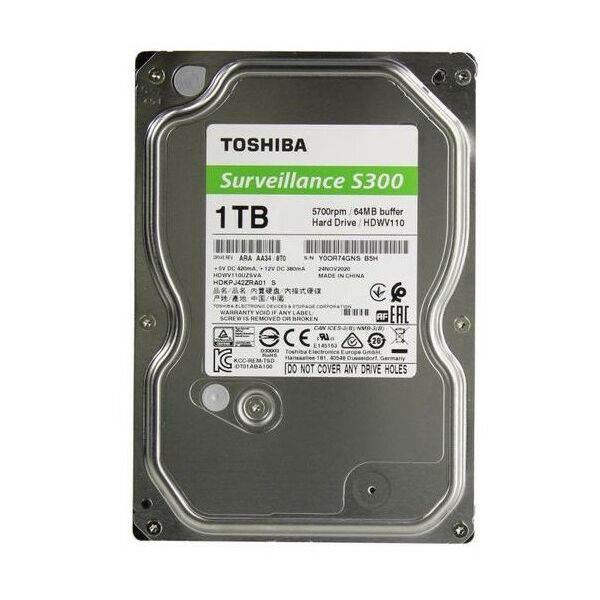 Жесткие диски: Жёсткий диск Toshiba 1 Tb Surveillance S300 SATA 6Gb/s 3.5" [HDWV110UZSVA] фотографии
