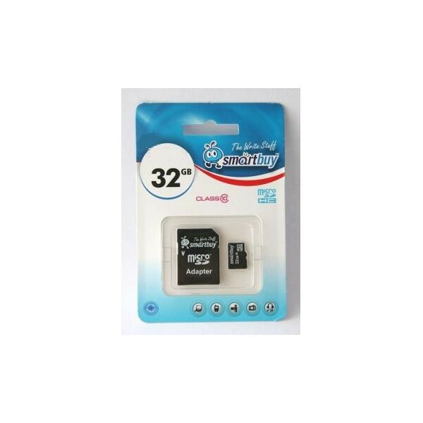 Secure Digital карты: Secure Digital  карта SmartBuy 32Gb Class10  + microSD-->SD Adapter [SB32GBSDCL10-01] фотографии