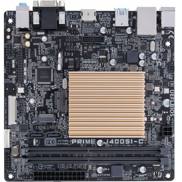 Материнские платы: Материнская плата Asus PRIME J4005I-C Celeron J4005 onboard Dsub+HDMI GbLAN SATA Mini-ITX 2DDR4 RTL фотографии