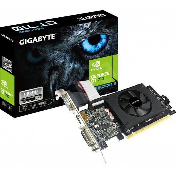 Видеокарты: Видеокарта GigaByte GeForce GT710 2Gb <PCI-E> GDDR5 D-Sub+DVI+HDMI RTL [GV-N710D5-2GIL] фотографии
