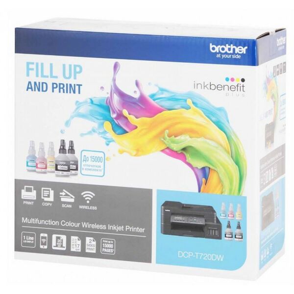 Многофункциональные устройства: Струйное МФУ Brother DCP-T720DW InkBenefit Plus A4, 128Mb, 17 стр/мин, ,LCD, двусторонняя печать, USB2.0, WiFi, ADF фотографии