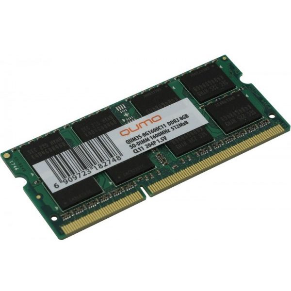 Память для ноутбуков: Модуль памяти QUMO 8Gb DDR3 SODIMM <PC3-12800> CL11 (for NoteBook) [QUM3S-8G1600C11] фотографии