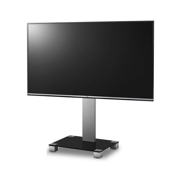Тумбы и стойки для телевизоров: Стойка под телевизор Sonorous PL 2511-B-INX 1 полка, крепеж для ТВ, max нагрузка 50кг, поворот 35o, 1240х650х500мм  (ВхШхГ),  черное стекло / ножки стального цвета фотографии