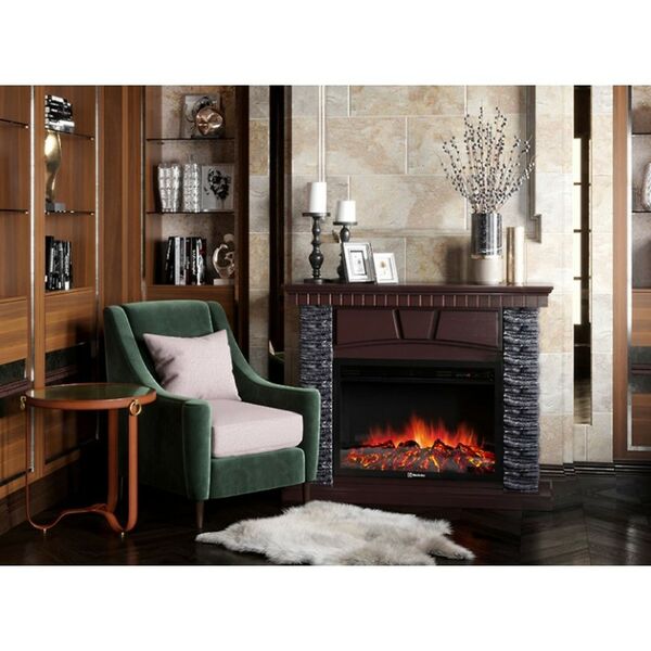 Камины: Портал Firelight Bricks 30 камень бежевый, шпон темный дуб [Bricks 30 BDO] фотографии