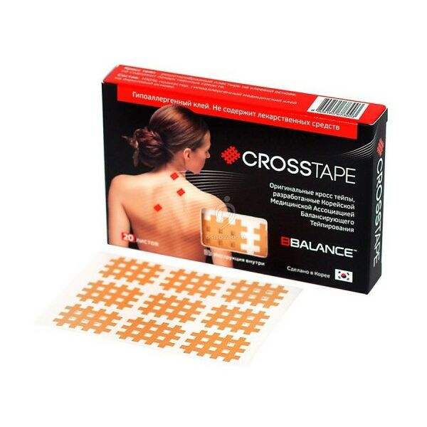 Тейпирование: Тейп-кросс BBTape CROSS TAPE тип А, 2,1см.  х 0,027м. , бежевый, 20 листов фотографии